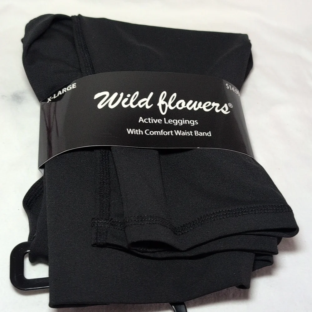 Wild Flowers Black Active Leggings XL
